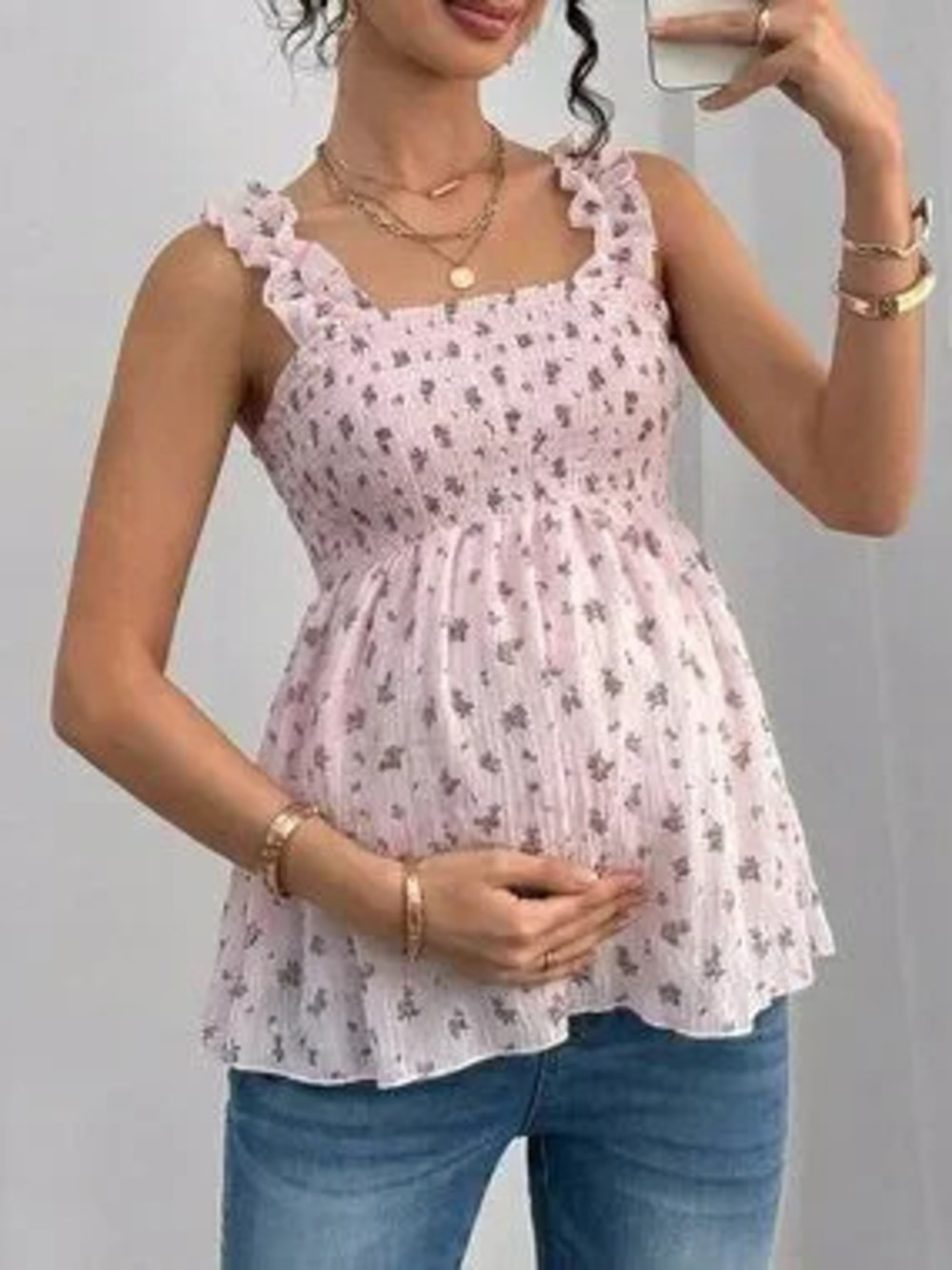 ZARA Baby Pink Boho Women's Maternity A-Line Camisole top